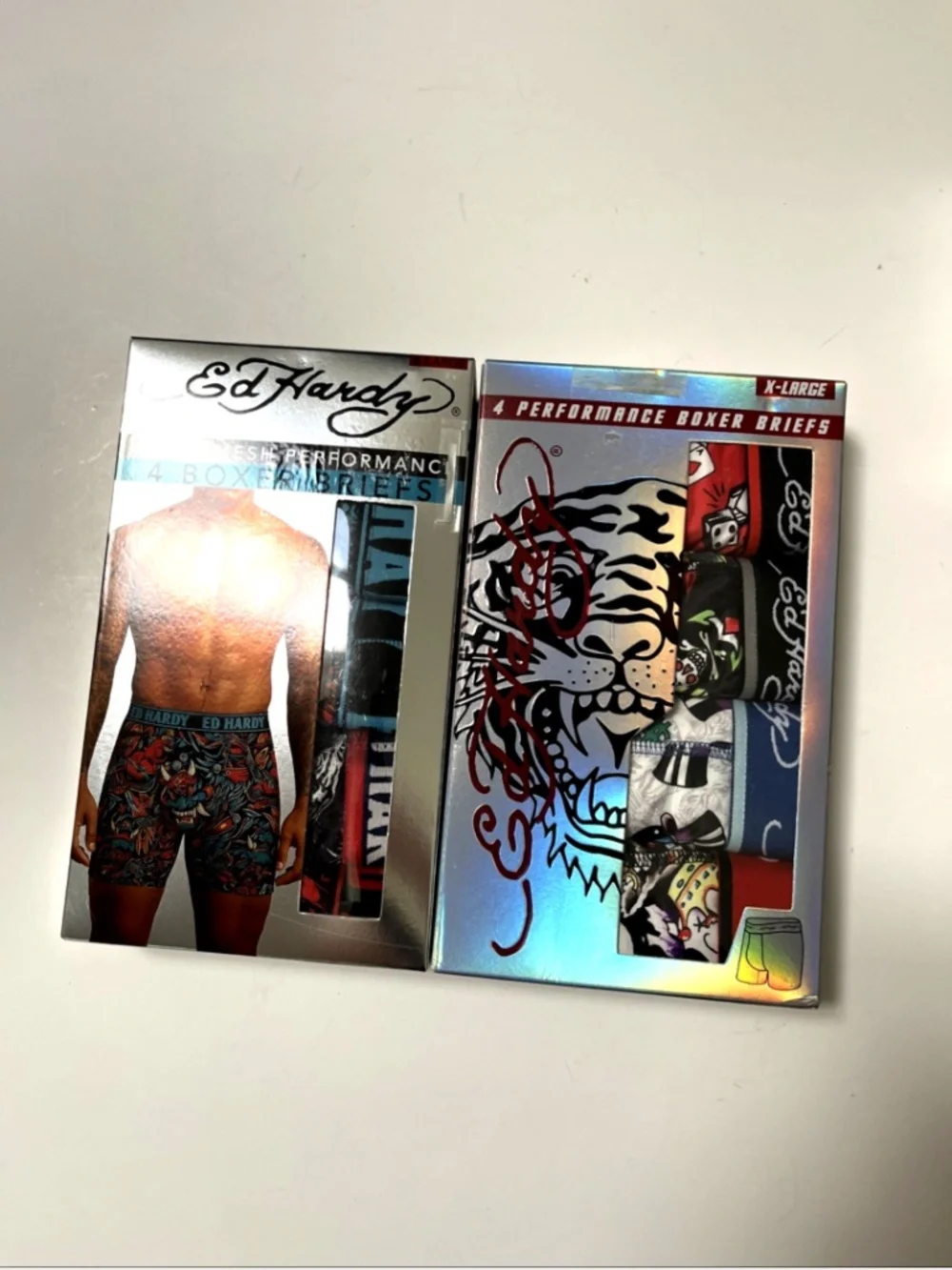 Ed Hardy 8-Pair Performance Boxer Brief Bundle – Men's XL (40-42) Multicolor